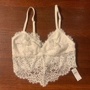NWT Aerie White Lace Bralette Bandeau Sz S